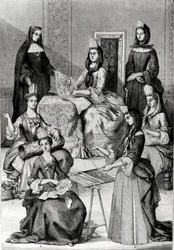 Madame de Maintenon mit ihren Hofdamen