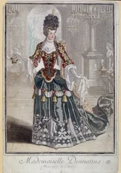 Mademoiselle Desmatins, Musikerin (Sängerin) der Oper - Gravur