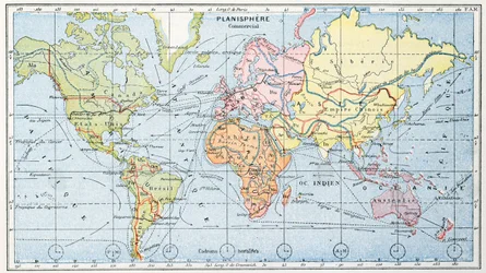 Karte der wichtigsten Welthandels-Schifffahrtsrouten, 1912