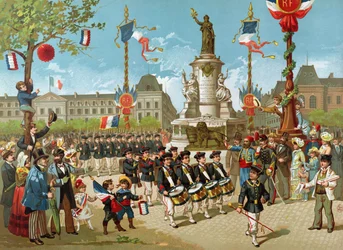 Marsch der Schulbataillone am 14. Juli 1883 auf dem Place de la République