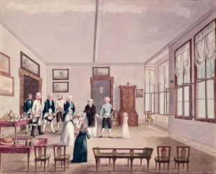 Marie-Thérèse-Charlotte de Bourbon, Madame Royale, trifft ihre Cousins Kaiser Franz II. von Österreich und seine Frau Maria Teresa in Wien nach ihrer Freilassung 1795 aus der Haft in Paris, ca. 1796