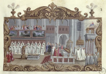Messe zu Ehren von St. Genevieve, aus einem Manuskript, 1709