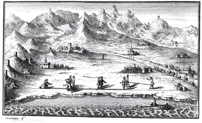 Messen des Meridians, Illustration aus La Meridienne de Paris von Cesar-Francois Cassini de Thury, 1744
