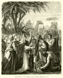 Melchisedek, König von Jerusalem, segnet Abraham (Gravur)