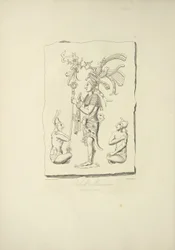 Mexikanisches Relief gefunden in Oaxaca, Illustration aus 