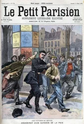 Vermischte Meldung: Ermordung eines Polizeibeamten in der Rue Vergniaud in Paris im Jahr 1900 - in „Le Petit Parisien“