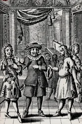 Der Geizige, Gravur aus Molières Werk, Pseudonym von Jean-Baptiste Poquelin (1622-1673) - Szene aus dem Stück L