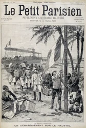 Mission Marchand: Landung am oberen Nil - in „Le Petit Parisien“ vom 02.10.1898 (Gravur)