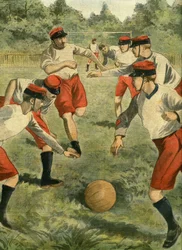 Moderner Sport in der Armee: Fußball. Schaffung einer militärischen Fußball-Rugby-Meisterschaft. Das erste Spiel wurde im Bois de Boulogne, auf dem Rasen von Bagatelle, mit den Teams des Regimental Athletic Sport Valmy und der Association regimental de C