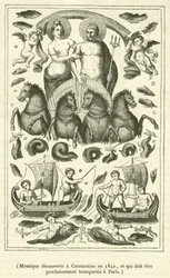 Mosaik entdeckt in Constantine im Jahr 1842, das bald nach Paris transportiert werden soll