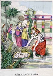 Moses aus den Wassern gerettet - in „Leben des Moses“, ed. Olivier Pinot, Epinal, Ende des 19. Jahrhunderts