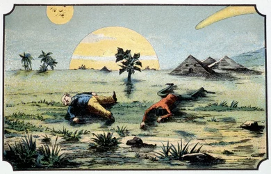 Herr Baboulifiche und Papavoine fallen zurück auf die Erde - in „Reise zum Mond“