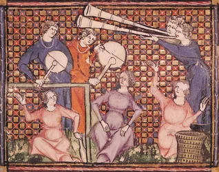 Ms 1044 fol.103v Musiker, aus Ovide Moralise geschrieben von Chretien Legouais