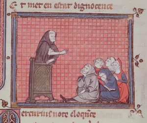 Ms 1044 fol.67 Die Predigt, aus Ovide Moralise geschrieben von Chretien Legouais