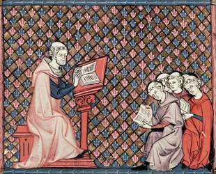 Ms 1044 fol.73v Eine Philosophiestunde, aus Ovide Moralisé geschrieben von Chretien Legouis