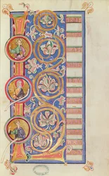 Ms 14 fol.23 Historisierte Initiale L mit Medaillons, aus einem Evangeliar