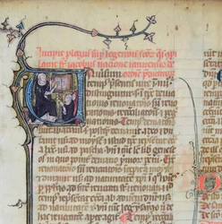 Ms 1721 Fol.1 Dominikanermönch, der zwei anderen Mönchen eine Vorlesung hält, aus Legenda Sanctorum Aurea von Jacques de Voragine