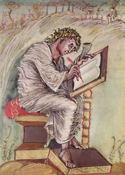 Ms 1 fol.18v St. Matthäus, aus den Ebbo-Evangelien, ca. 816-835