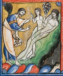 Ms 1 fol.4v Die Erschaffung Evas aus Adams Rippe, Detail aus der Bibel von Souvigny