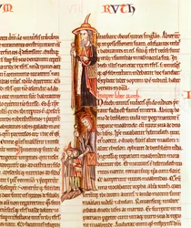 Ms 21 fol.97 Ruth und Boas, aus einer Bibel