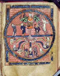 Allegorischer Baum, aus De Philosophia Mundi von Guillaume de Conches, 1276-77