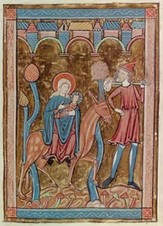 Ms 3016 fol.12 Die Flucht nach Ägypten, aus Psautier à l