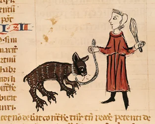Ms. 372, fol. 241v: Ein Bärenführer, aus den Decreta Gratiani