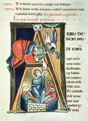 Ms 3 fol.233 Historisierte Initiale A mit Daniel in der Löwengrube, aus der Bibel von Saint-Sulpice de Bourges