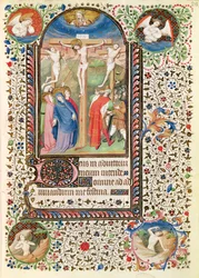 Ms 547 fol.26 Kreuzigung, aus einem Stundenbuch einer Frau aus Poitiers