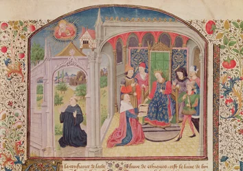 Ms 927 Fol.1 Präsentation der Ethik an den König durch den Übersetzer, aus Ethik, Politik und Ökonomie von Aristoteles (384-322 v. Chr.)
