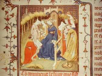 Der Autor präsentiert sein Werk einer Gruppe von Frauen, aus 