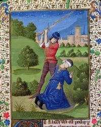 Die Enthauptung von Alexander I. Balas, aus der Bibel von Jean XXII