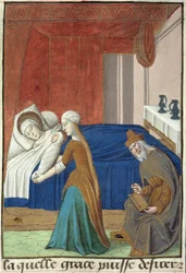 Die Geburt Johannes des Täufers, aus Vita Christi, von Ludolf von Sachsen, ca. 1300-1378