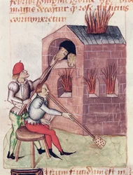 Glasbläser, aus Tractatus de Herbis von Dioscorides