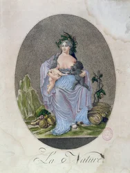 Die Natur stillt ein Schwarzes Baby und ein weißes Baby, ca. 1792