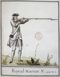 Offizier der Marine Royale mit einem Bajonettgewehr, 1768
