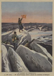 Auf einem Himalaya-Gipfel (Farblithografie)