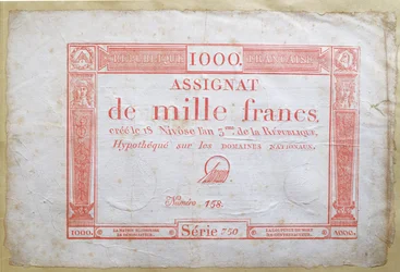 Eintausend-Franc-Banknote, 1795 (Tinte auf Papier)