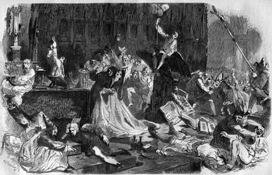 Orvieto Burlesque Fest zu Ehren des Allerheiligsten Altarsakraments. Nach den Worten zweier Nonnen Julienne de Mont-Cornillon und Eve, genannt die Einsiedlerin von Lüttich, hatte Papst Urban IV. (Jacques Pantaleon (1195-1264) dieses Fest kurz vor seinem To