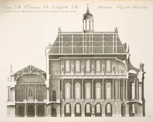 Palais du Louvre: die königliche Kapelle, Querschnitt, ca. 1720er Jahre