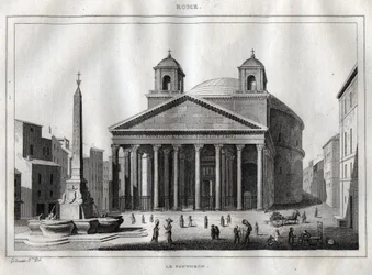 Pantheon - Rom - Roma - Gravur aus „Italien Bilderbuch“ - Historische und beschreibende Malerei von Italien“ von M. de Norvins, Ch. Nodier 1834-1836