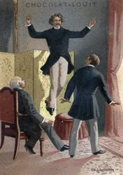 Paranormales Phänomen: Die Levitation des Mediums und schottischen Sehers Daniel Dunglas Home (1833-1886), der in einer Londoner Wohnung vor den Augen verblüffter Zeugen in die Luft steigt - Daniel Dunglas Home, das berühmte in Schottland geborene Medium