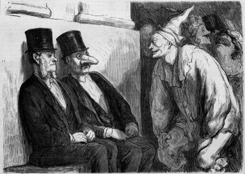 Paris - Ball der Oper: „Du hast zu viel Spaß!“ Karikatur von Honoré Daumier (1808-1879). Gravur in Le Monde Illustré Nr. 567 vom 22. Februar