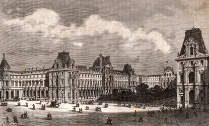 Paris Le Louvre - Gravur in „La France illustree: geographie, histoire, administration statistique“ von V.A. Malt-Brown. 1884