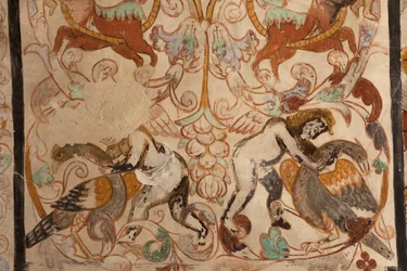 Pfarrkirche (Església de la Mare de Déu de Solers). Innenraum. Die Schiffe. Wandmalereien (Detail). 16. Jahrhundert (?)