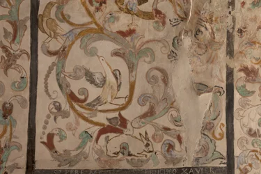 Pfarrkirche (Església de la Mare de Déu de Solers). Innenraum. Die Kirchenschiffe. Wandmalereien. (Detail) 16. Jahrhundert (?)