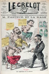 Pasteur und Tollwut, Karikatur der Experimente von Louis Pasteur (1822-95) aus Le Grelot, 8. November 1885