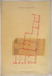Grundriss und Keller des Hauses in Ajaccio, Korsika, in dem Napoleon Bonaparte geboren wurde, 1837