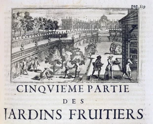 Obstbaumpflanzung, aus Le Parfait Jardinier, ou Instruction pour les Jardins Fruitiers et Potager, von Jean de la Quintinye, veröffentlicht 1695