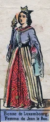 Porträt von Bonne de Luxembourg (1315-1349), Ehefrau von Johann II. von Frankreich. (Kapetinger-Dynastie). Illustration Ende des 19. Jahrhunderts.